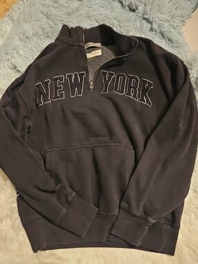 Aeropostale Black New York Half-Zip Sweater